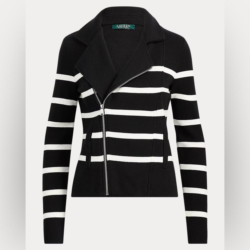 Ralph Lauren Black and White Striped Cardigan